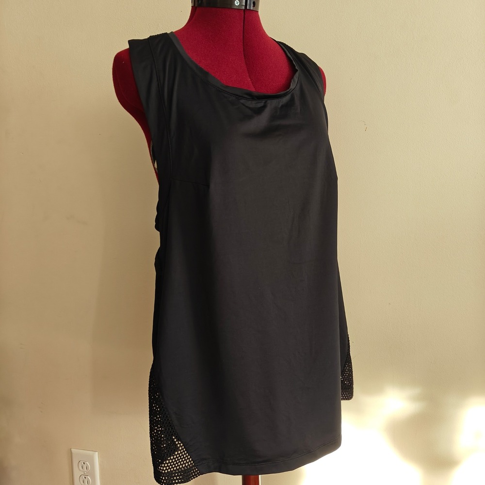 New‎ MSP by Miraclesuit Tank Top Black Mesh Athletic Workout Racerback XL